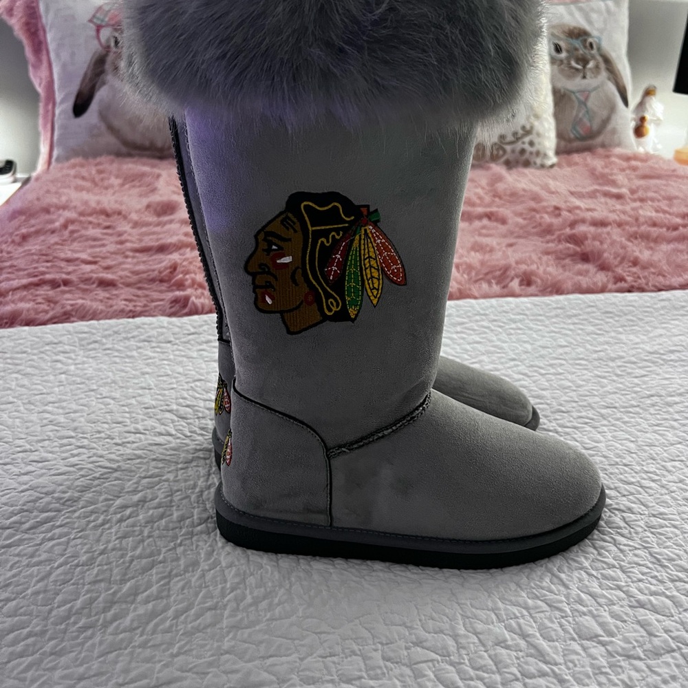NHL Chicago Blackhawk Boots with Embroidered Design